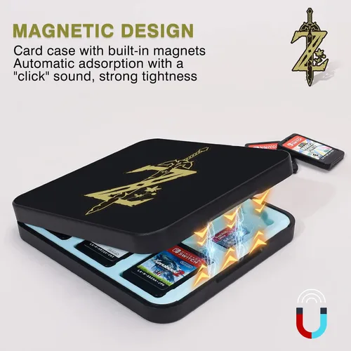 Vista 3 de DLseego Zelda - Funda de juego para Switch LiteSwitchSwitch OLED, 12 ranuras para tarjetas de juego y 12 ranuras para tarjetas Micro SD, caja