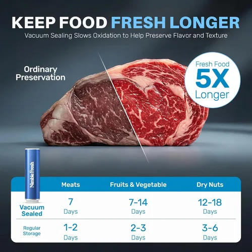 Vista 3 de Sellador al vacío portátil para la organización de la cocina, 50 kPa Pro-Suction para una frescura duradera - Sellador de alimentos recargable