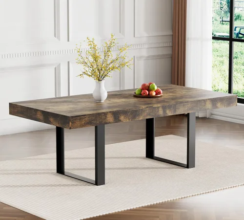 Vista 18 de Mesa de comedor extensible de 62.99 a 78.7 pulgadas para 6, 8 y 10, moderna mesa expandible de cocina de madera de granja, mesas de conferencias