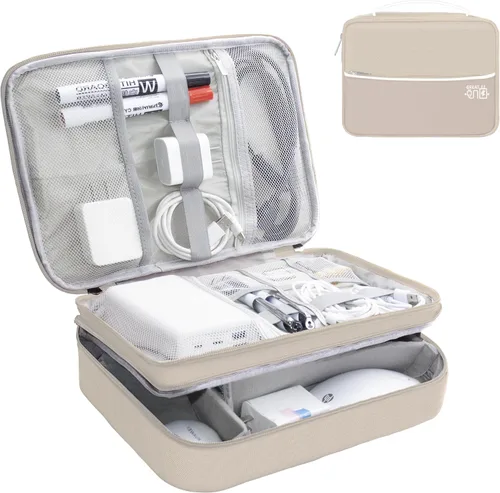 Vista 24 de Organizador de Electrónica, Funda Organizadora de Cables de Viaje, Bolsas Organizadoras de Cables Portátiles, Estuche de Almacenamiento
