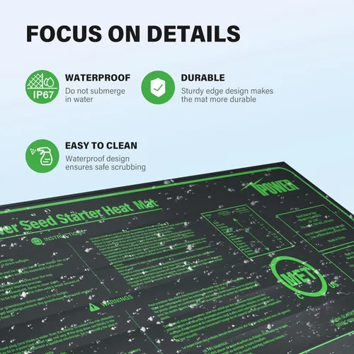 Vista 2 de iPower Alfombrilla térmica duradera e impermeable para plántulas, almohadilla hidropónica cálida para un inicio eficiente de semillas, uso