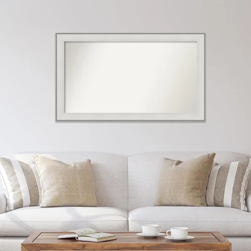 Vista 4 de Amanti Art Espejo de baño blanco para sobre el fregadero, 29 x 49 pulgadas, espejo de tocador rectangular blanco imperial, marco de madera Imperial