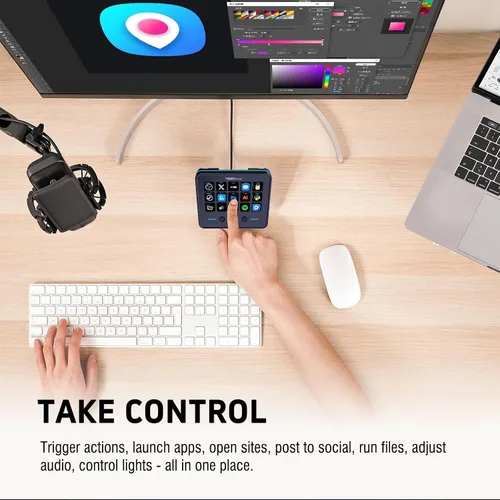 Vista 5 de VSDINSIDE Macro Keypad, Stream Controller Deck Gaming Streaming Shortcut Keyboard, 18 Programmable Keys Customizable Visual AI Pad USB Soundboard