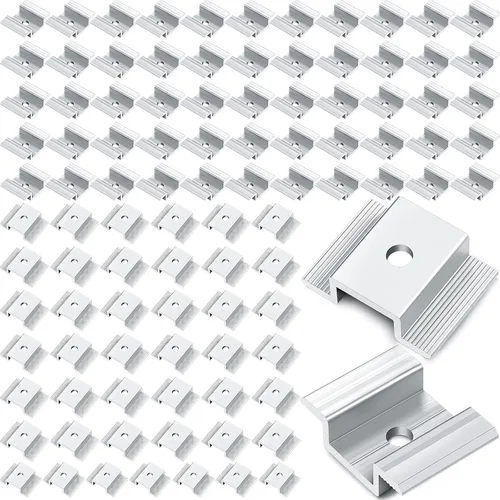 Vista 8 de Paquete de 12 abrazaderas centrales para panel solar de 1.06 pulgadas, accesorios de montaje de aluminio, abrazadera media solar de aluminio