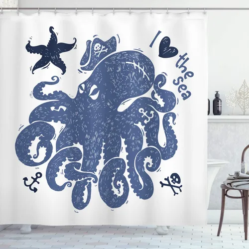Vista 33 de Ambesonne Decor Collection, juego de cortina con ganchos para regadera Amarillo y marrón