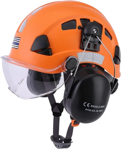 Vista 10 de Safety Helmet Hard Hat with Visor and Hearing Protection Vented ANSI Z89.1 Approved Work Helmet for Forestry Chainsaw Arborist Logging Helmet
