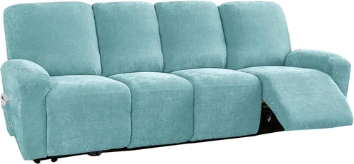 Vista 25 de vctops 4 fundas elásticas de felpilla de lujo para sillas reclinables, protector suave de muebles con parte inferior elástica para niños, gatos, Azul