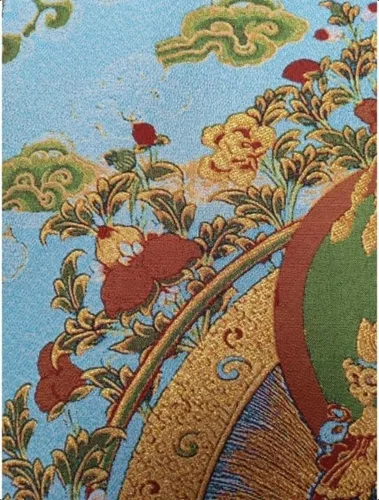 Vista 5 de GEEYOU Bordado de seda tibetano Thangka budismo Maitreya Bodhisattva Longevidad Buddha Tangka Yoga Budista Tapiz colgante de pared Arte de pared