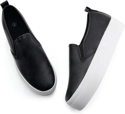 Vista 6 de JABASIC Mocasines de plataforma sin cordones para mujer zapatos casuales cómodos