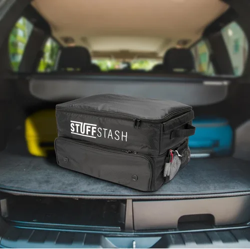 Vista 7 de STUFFSTASH Organizador de maletero de golf para automóvil, rígido, no se derrumba, compartimento ventilado para zapatos, divisores ajustables