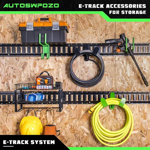 Vista 5 de Paquete de 2 soportes para mangueras E-Track, ganchos resistentes para mangueras, cables y cables organizados, color verde