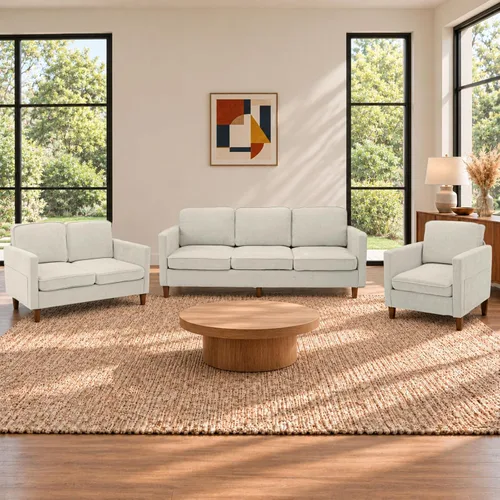 Vista 42 de Kingfun Juego de 2 sillas decorativas, sillas de sala de estar, sillón de lectura de mediados de siglo, felpilla con pie de madera maciza