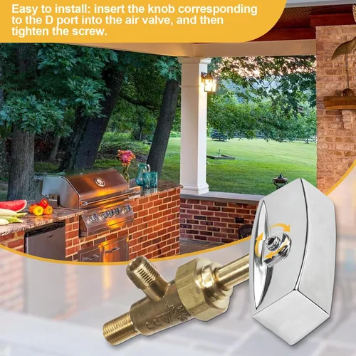 Vista 4 de Pomo de válvula de rango compatible con horno/estufa/estufa de gas, perilla cromada para válvula de control en forma de D, reemplazos de perilla