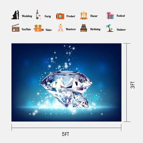 Vista 2 de Telón de fondo de diamantes brillantes para decoración de boda, gemas de diamantes de cristal grandes (sin brillantina), telón de fondo de fotos