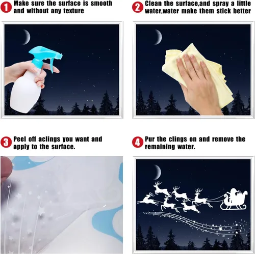 Vista 5 de Enwokran Calcomanías blancas para ventana de Navidad, 10 hojas, 245 unidades, calcomanías reutilizables de doble cara impresas autoadhesivas
