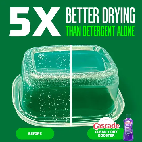 Vista 4 de Cascade Rinse Aid Clean & Dry Booster Dishwasher Liquid, Gel & Detergent Pods for Sparkling Clean Dishes, Dishwasher Soap, Tablets & Rinse Aid Dry