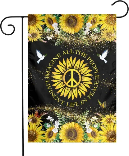 Vista 10 de Bandera de amor por Ucrania Bandera de girasol patriótica de jardín americano de 12x18 pulgadas a prueba de decoloración Bandera de jardín