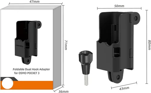 Vista 7 de Adaptador de extensión de cámara para DJI Osmo Pocket 3 Mango de jaula protectora plegable Adaptador de gancho de doble garra Soporte de trípode