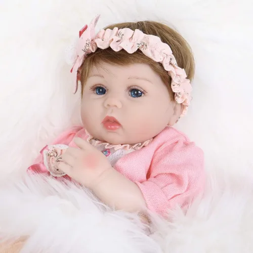 Vista 5 de ENADOLL Reborn Baby Doll - Juego de regalo realista de vinilo de silicona rosa bebé, 16 pulgadas, con peso, cuerpo suave, realista, para edades de 3