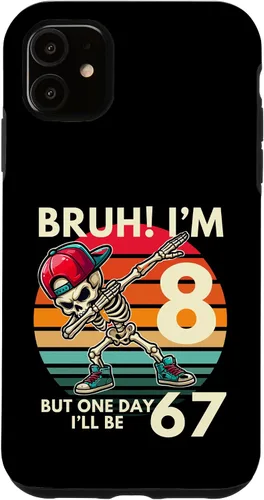 Vista 8 de Bruh I'm 8 But One-Day I'll Be 67 Retro 8th Birthday Kids Case for iPhone XR