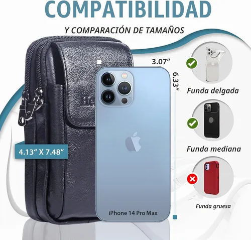 Vista 2 de Funda de cuero Hengwin para teléfono se ajusta para iPhone 16 Pro Max 15 Plus 14 Pro Max 13 Pro Max 12 Pro Max Samsung Galaxy S24 Ultra S23 Ultra