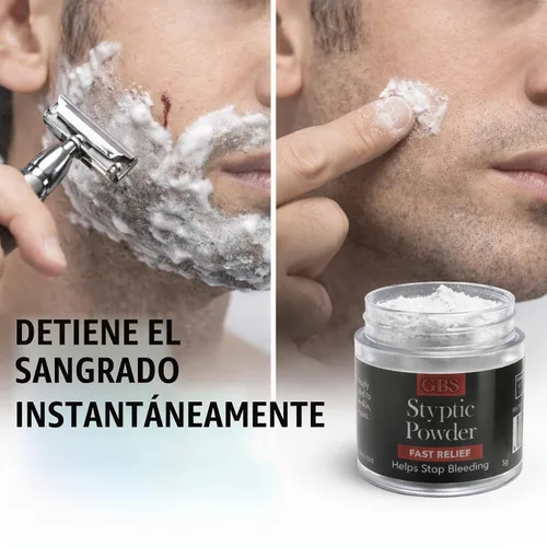 Vista 3 de Styptic - Tarros de polvo – Primeros auxilios de aseo profesional para afeitar, cortes de maquinilla de afeitar y quemaduras de afeitar, polvo