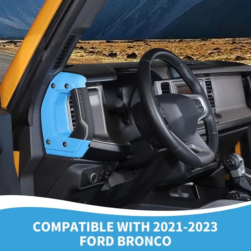 Vista 3 de RAZPOY Cubierta para manija lateral de consola central compatible con accesorios interiores Ford Bronco 2021-2024, azul claro