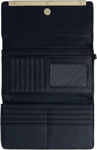 Vista 2 de Steve Madden Billetera triple para mujer, Acolchado negrodorado