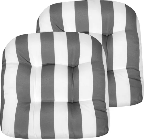Vista 44 de Sweet Home Collection - Cojines para silla de patio y exterior, almohadillas prémium con relleno grueso y cómodo de fibra, mechones, 19 x 19 Negro
