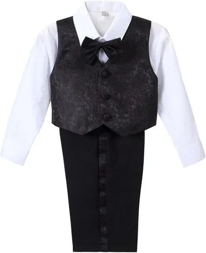 Vista 3 de Dressy Daisy Traje de esmoquin con cola para bebés y niños, talla 12-24 meses y 2T a 4T, color negro, blanco marfil