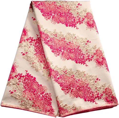 Vista 16 de Tela de encaje africano bordado francés Brocado Jacquard tejido de encaje 5 yardas de tela de encaje dorado para costura de vestido de fiesta