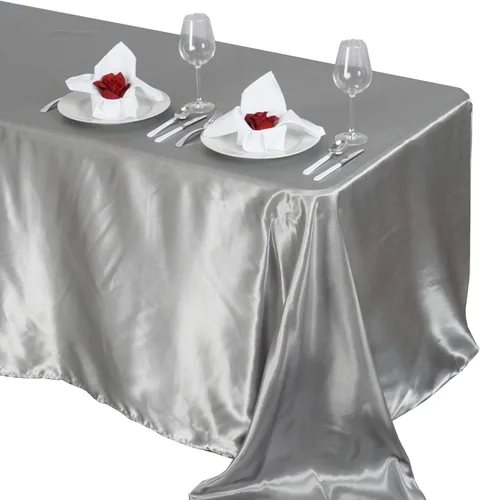 Vista 11 de BalsaCircle Mantel rectangular de satén beige de 90 x 132 pulgadas para mesa de boda, fiesta, recepción, eventos, cocina y comedor