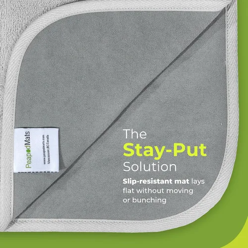 Vista 3 de PeapodMats Tapete de Cama Impermeable para Enuresis e Incontinencia - Protector Reutilizable. Colocación Segura y Transpirable. Lavable. Ecológico