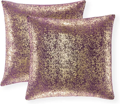 Vista 63 de Xinrjojo Juego de 2 almohadas brillantes en negro y dorado, almohadas suaves y brillantes decorativas, juego de fundas de almohada cuadradas negras