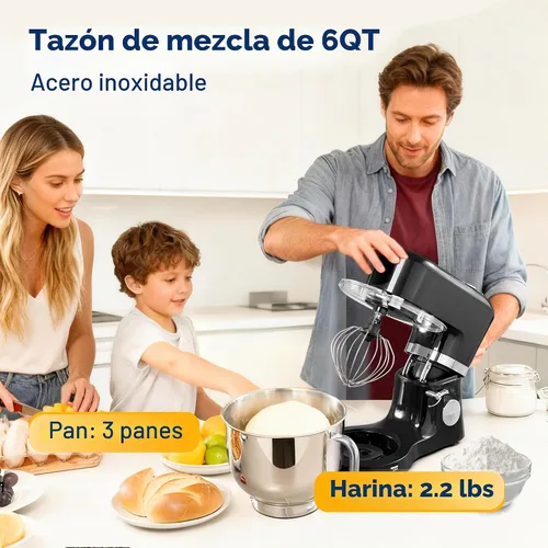 Vista 5 de VIVOHOME Batidora de pie con fermentación, preajustes de un toque, batidora eléctrica de masa con tazón de 6 cuartos, batidora de pie de cocina