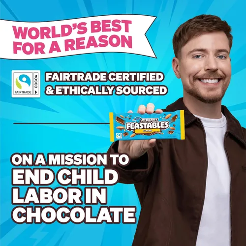 Vista 5 de Feastables Barra de chocolate con leche de almendras tamaño King, 2.1 oz (60 g), 10
