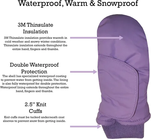 Vista 4 de N'Ice Caps - Mitones impermeables para niños, con aislamiento Thinsulate para clima frío