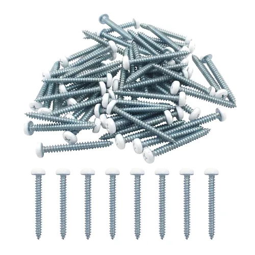 Vista 7 de 120 piezas de tornillos de cabeza plana blancos #6 x 1, tornillos autorroscantes Phillips para chapa metálica para madera