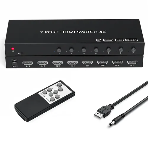 Vista 9 de 8K HDMI Switcher, 4HDMI in- 4 Out(HDMI Output/Optical Digital Audio Output/Analog L/R Stereo Audio Output/3.5mm Analog Stereo Headphone Output) with