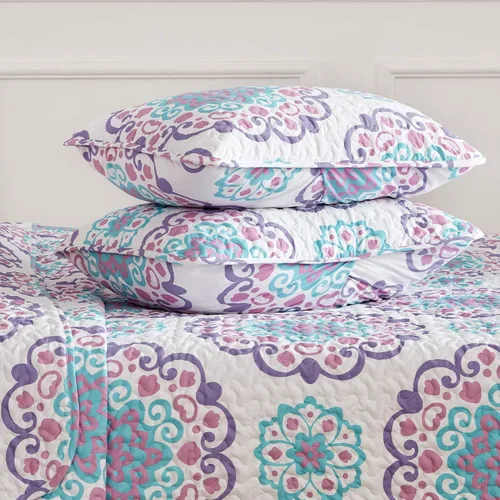 Vista 4 de SLEEP ZONE Juego de edredón estampado de 3 piezas, tamaño matrimonial/queen, juego de ropa de cama reversible ligero para todas las estaciones
