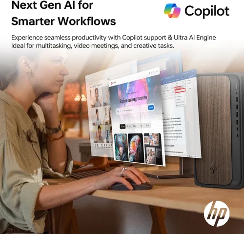 Vista 4 de HP OmniDesk M03 Business AI PC de sobremesa, Intel Core Ultra 7 265 (>i7-14700), 8 GB DDR5 RAM, 512 GB SSD, 4 monitores compatible con 4K, KB