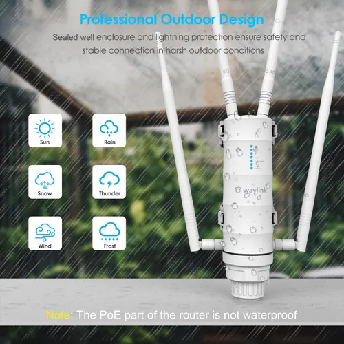 Vista 3 de WAVLINK AC1200 Extensor de WiFi al Aire Libre de Largo Alcance, Punto de Acceso al Aire Libre a Doble Banda Resistente a la Intemperie con POE