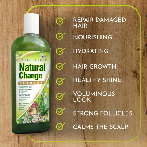 Vista 4 de Herbal Solutions Natural Change Green Shampoo - Champú con infusión de extractos de hierbas y vitaminas para nutrición profunda, enriquecido