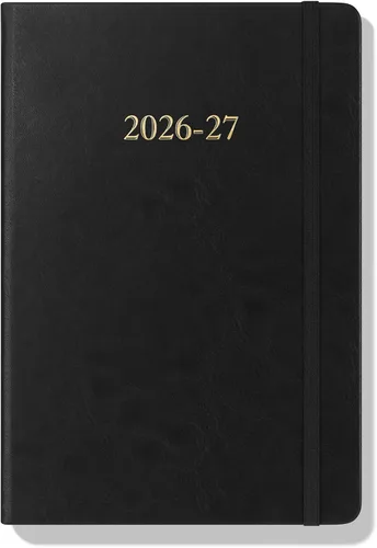 Vista 4 de Wykeham's Planificador de Agenda Diaria Ejecutiva 2025-26 – Personalización disponible – Agenda académica de mitad de año (Negro, 8.5"×5.5")