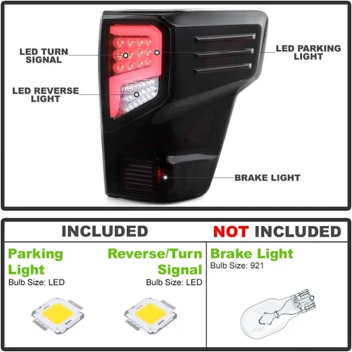 Vista 2 de ACANII - Para [modelo incandescente] Nissan Titan 2016-2021 Titan XD negro ahumado LED tubo luces traseras lámparas izquierda y derecha