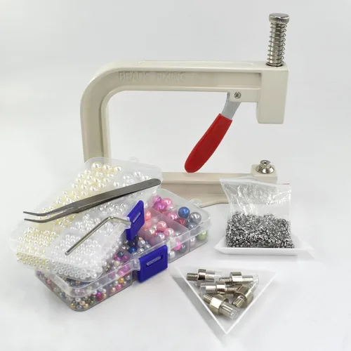 Vista 5 de SHRJ Herramientas de ajuste de perlas, máquina de prensa manual con cuentas de perlas coloridas, remaches y pinzas, para decorar ropa, vestidos