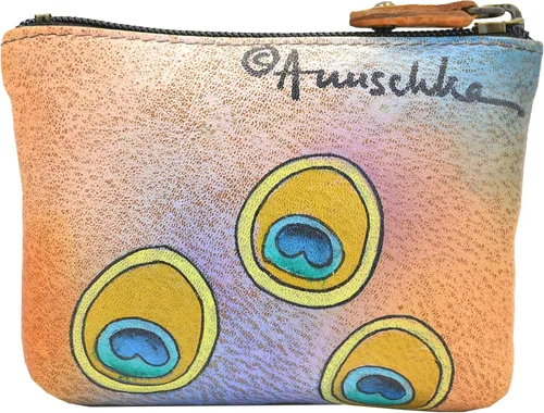 Vista 2 de Anuschka Monedero de cuero para mujer Cuero suave genuino Arte original pintado a mano