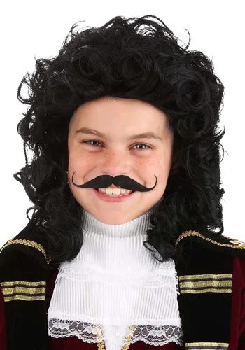 Vista 2 de Fun Costumes Peluca pirata para niños Pelucas negras rizadas y onduladas de Buccaneer para niños Accesorio de cosplay para niños ST