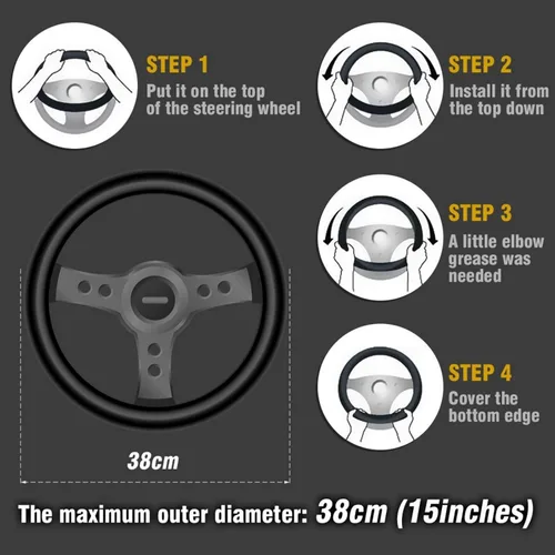 Vista 7 de Fundas para volante de automóvil con estampado de vaca, piel de microfibra transpirable para mujeres y hombres, protector universal de volante