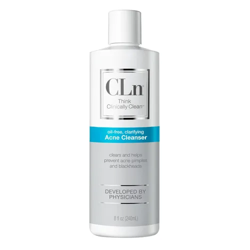 Vista 8 de CLn Limpiador facial para acné con 0.5% de ácido salicílico para eliminar puntos negros y brotes, sin aceite y sin fragancia, 3.4 onzas líquidas
